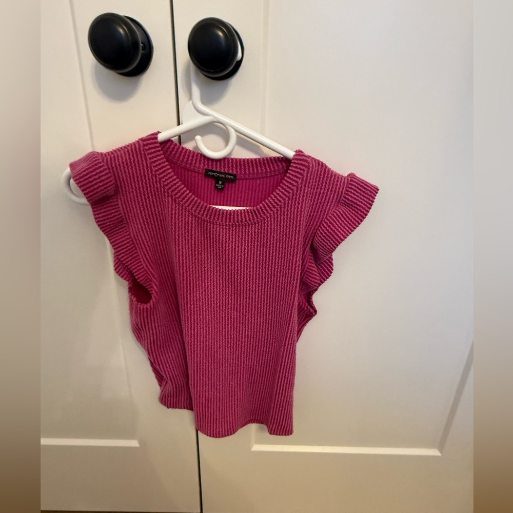 Pink Ruffled Knit Top